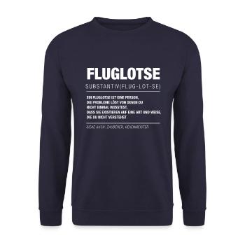 Fluglotse Fluglotsin Fliegen Flugzeug Job Geschenk - Unisex Pullover - Navy - Vorne - Alina (178cm) & Michal (187cm)