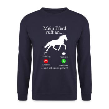 Mein Pferd Ruft An Pferde Reiten Stall Geschenk - Unisex Pullover - Navy - Vorne - Alina (178cm) & Michal (187cm)