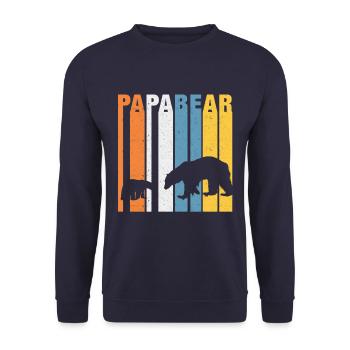 Papabear Vater Vati Papa Tochter Sohn Geschenk - Unisex Pullover - Navy - Vorne - Alina (178cm) & Michal (187cm)