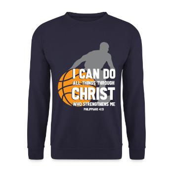 Basketball Sport Verein Jesus - Unisex Pullover - Navy - Vorne - Alina (178cm) & Michal (187cm)