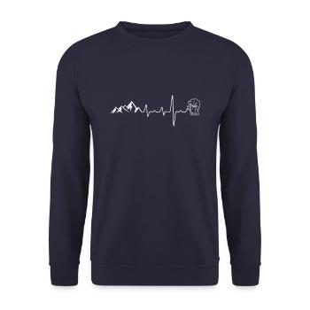 Mountain heartbeat beer hut hiking mountains gift - Unisex Sweatshirt - navy - Front - Alina (178cm) & Michal (187cm)