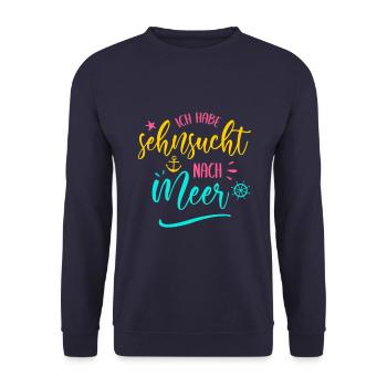 Sehnsucht Nach Meer Urlaub Strandurlaub Geschenk - Unisex Pullover - Navy - Vorne - Alina (178cm) & Michal (187cm)