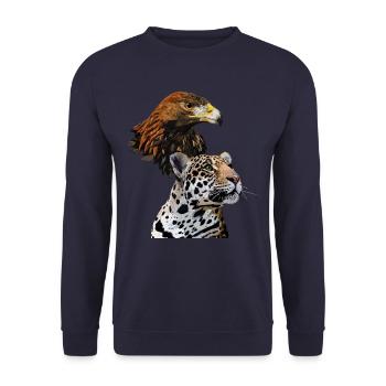 Steinadler und Jaguar - Unisex Pullover - Navy - Vorne - Alina (178cm) & Michal (187cm)