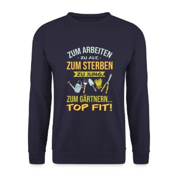 Gärtner Rentner Rente Garten Rentnerin Geschenk - Unisex Pullover - Navy - Vorne - Alina (178cm) & Michal (187cm)