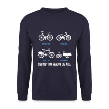 Ich Brauch Die Alle Radfahrer Fahrrad Rad Geschenk - Unisex Pullover - Navy - Vorne - Alina (178cm) & Michal (187cm)