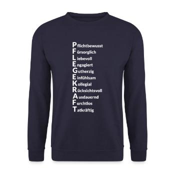 Pflegekraft Geschenkidee - Unisex Pullover - Navy - Vorne - Alina (178cm) & Michal (187cm)