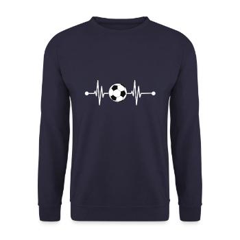 Fußball Herzschlag Fußballer Fußballerin Geschenk - Unisex Pullover - Navy - Vorne - Alina (178cm) & Michal (187cm)