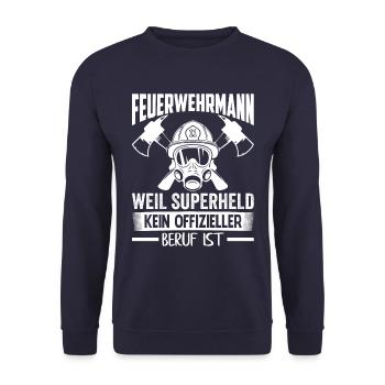 Geschenkidee für Feuerwehrmänner - Unisex Pullover - Navy - Vorne - Alina (178cm) & Michal (187cm)