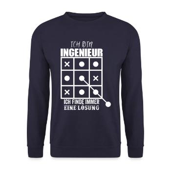 Ingenieure finden immer eine Lösung - Unisex Pullover - Navy - Vorne - Alina (178cm) & Michal (187cm)
