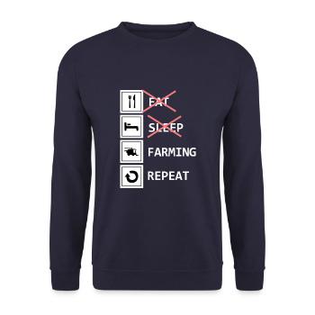 Eat Sleep Farming répétition idée cadeau - Sweat-shirt Unisexe - marine - Devant - Alina (178cm) & Michal (187cm)