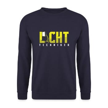 Lichttechniker Bühne Licht Lichttechnik Geschenk - Unisex Pullover - Navy - Vorne - Alina (178cm) & Michal (187cm)