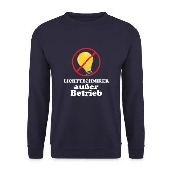 Lichttechniker Außer Betrieb Licht Bühne Geschenk - Unisex Pullover - Navy - Vorne - Alina (178cm) & Michal (187cm)