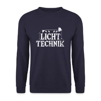Lichttechnik Lichttechniker Licht Bühne Geschenk - Unisex Pullover - Navy - Vorne - Alina (178cm) & Michal (187cm)