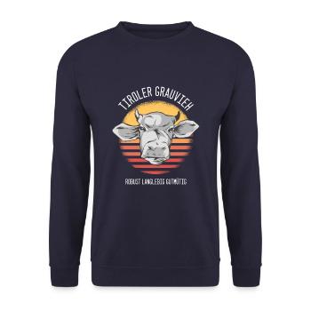 Tiroler Grauvieh Tirol Osttirol Kuh Bauer Geschenk - Unisex Pullover - Navy - Vorne - Alina (178cm) & Michal (187cm)