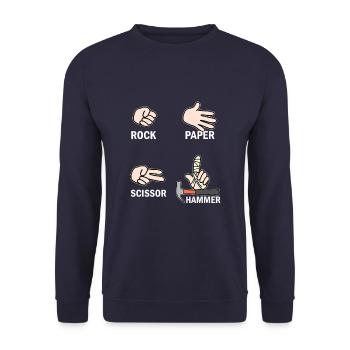 Schreiner Handwerker Geschenkidee - Unisex Pullover - Navy - Vorne - Alina (178cm) & Michal (187cm)