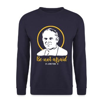 Fürchtet euch nicht - Papst Johannes Paul II JP2 - Unisex Pullover - Navy - Vorne - Alina (178cm) & Michal (187cm)