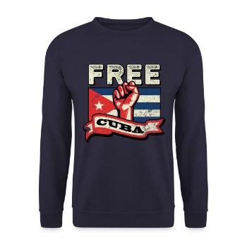 Patria Y Vida - Cuba Drapeau Faust Free Cuba SOS - Sweat-shirt Unisexe - marine - Devant - Alina (178cm) & Michal (187cm)