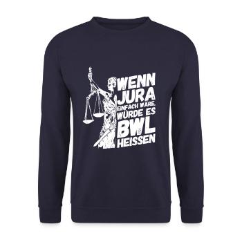Anwalt Jurist Jura Richter Gesetz - Unisex Pullover - Navy - Vorne - Alina (178cm) & Michal (187cm)