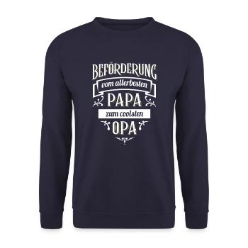 stolzer Opa - Beförderung Enkel lustiges Nachwuchs - Unisex Pullover - Navy - Vorne - Alina (178cm) & Michal (187cm)
