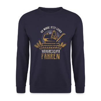 Mähdrescher Fahren - Bauer Dreschen Getreide - Unisex Pullover - Navy - Vorne - Alina (178cm) & Michal (187cm)