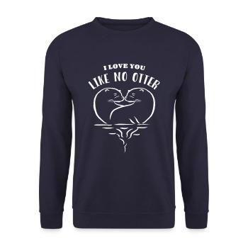 I love you like no otter - Partner Liebe Geschenk - Unisex Pullover - Navy - Vorne - Alina (178cm) & Michal (187cm)