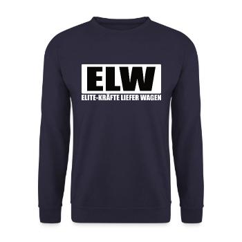ELW Freiwillige Feuerwehr Feuerwehrfahrzeug - Unisex Pullover - Navy - Vorne - Alina (178cm) & Michal (187cm)