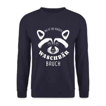 Waschbär Bauch - Waschbrett Bauch Sport Geschenk - Unisex Pullover - Navy - Vorne - Alina (178cm) & Michal (187cm)