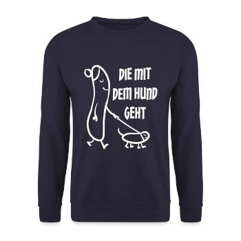 Gassi gehen - Hundefreund Hundebesitzerin Cartoon - Unisex Pullover - Navy - Vorne - Alina (178cm) & Michal (187cm)