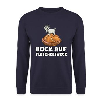 Bock auf Fleschkesweck - Spruch - Saar Pfalz - Unisex Pullover - Navy - Vorne - Alina (178cm) & Michal (187cm)
