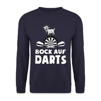 Bock auf Darts - Spruch - lustiges Wortspiel - Unisex Pullover - Navy - Vorne - Alina (178cm) & Michal (187cm)