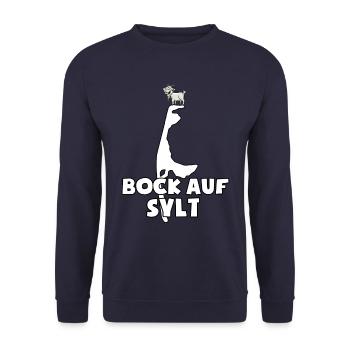 Bock auf Sylt - Insel Spruch - Wortspiel - Unisex Pullover - Navy - Vorne - Alina (178cm) & Michal (187cm)