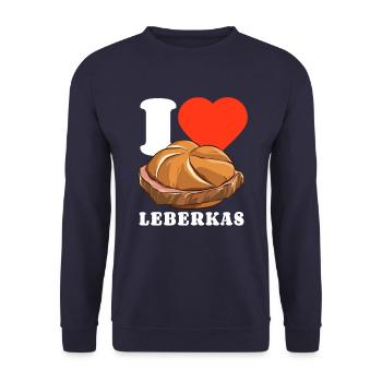 I Love Leberkas - Fast Food - Spruch - Unisex Pullover - Navy - Vorne - Alina (178cm) & Michal (187cm)