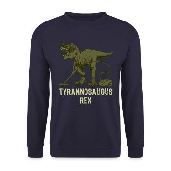 Staub saugen - Tyrannosaurus Saurierfan - Unisex Pullover - Navy - Vorne - Alina (178cm) & Michal (187cm)