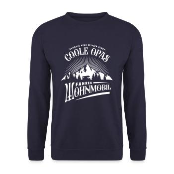 Cooler Opa - Wohnmobil- Camping - Spruch - Unisex Pullover - Navy - Vorne - Alina (178cm) & Michal (187cm)
