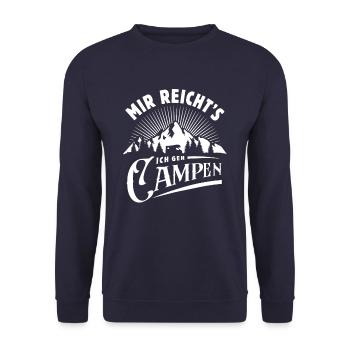 Mir reicht's ich geh campen - Wohnmobil - Spruch - Unisex Pullover - Navy - Vorne - Alina (178cm) & Michal (187cm)