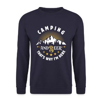 Camping & Bier - That's why I'm here - Camper - Unisex Pullover - Navy - Vorne - Alina (178cm) & Michal (187cm)