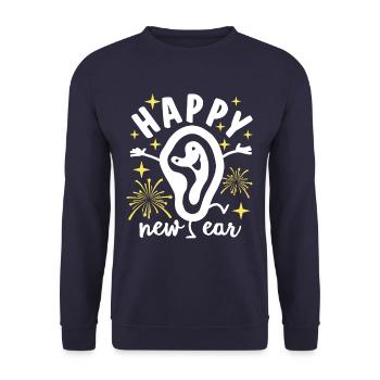 Bonne année - Oreille - Nouvel An - Réveillon du Nouvel An - Fête - Sweat-shirt Unisexe - marine - Devant - Alina (178cm) & Michal (187cm)