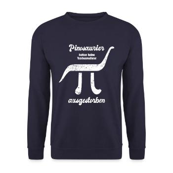 Dinosaurier - Wortspiel - Pi - 3,1415 - Unisex Pullover - Navy - Vorne - Alina (178cm) & Michal (187cm)