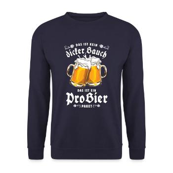 Mit Bauch, pro Bier - Witziger Bier Spruch - Unisex Pullover - Navy - Vorne - Alina (178cm) & Michal (187cm)