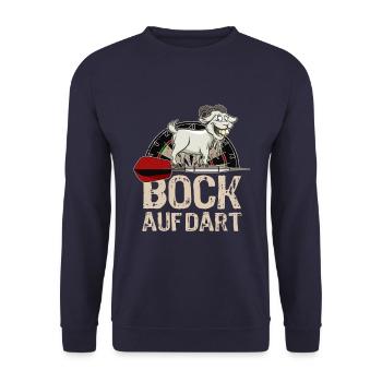 Bock auf Dart - Silhouette - Dartfan - Dartspieler - Unisex Pullover - Navy - Vorne - Alina (178cm) & Michal (187cm)