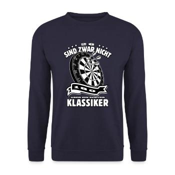 Dart Klassiker - 26 - lustiger Spruch - Dartfan - Unisex Pullover - Navy - Vorne - Alina (178cm) & Michal (187cm)