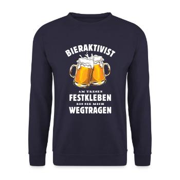 Bieraktivist - Bier - Festkleben - wegtragen - Unisex Pullover - Navy - Vorne - Alina (178cm) & Michal (187cm)