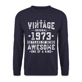 50th birthday 50 years 1973 vintage vintage - Unisex Sweatshirt - navy - Front - Alina (178cm) & Michal (187cm)