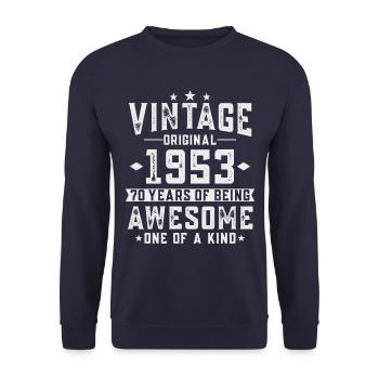 70 ans 70 ans millésime 1953 - Sweat-shirt Unisexe - marine - Devant - Alina (178cm) & Michal (187cm)