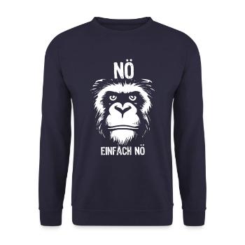 Nö, ich muss garnichts - Affe - Spruch - Unisex Pullover - Navy - Vorne - Alina (178cm) & Michal (187cm)