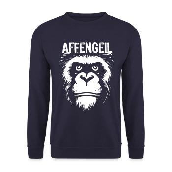 Fastnacht - Karneval - Kostüm - Spruch - Affe - Unisex Pullover - Navy - Vorne - Alina (178cm) & Michal (187cm)