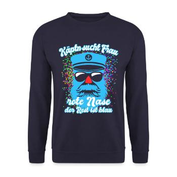 Fastnacht - Fasching - Karneval - Kapitän - Spruch - Unisex Pullover - Navy - Vorne - Alina (178cm) & Michal (187cm)