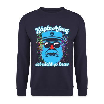 Fastnacht - Karneval - Kapitän Alaaf - Spruch - Unisex Pullover - Navy - Vorne - Alina (178cm) & Michal (187cm)