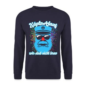 Fastnacht - Karneval - Kapitän Alaaf - Spruch - Unisex Pullover - Navy - Vorne - Alina (178cm) & Michal (187cm)