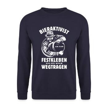 Bieraktivist - Bier - Bierfass - wegtragen - Unisex Pullover - Navy - Vorne - Alina (178cm) & Michal (187cm)